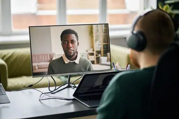 Man attending online mediation Alfreton MIAMS session